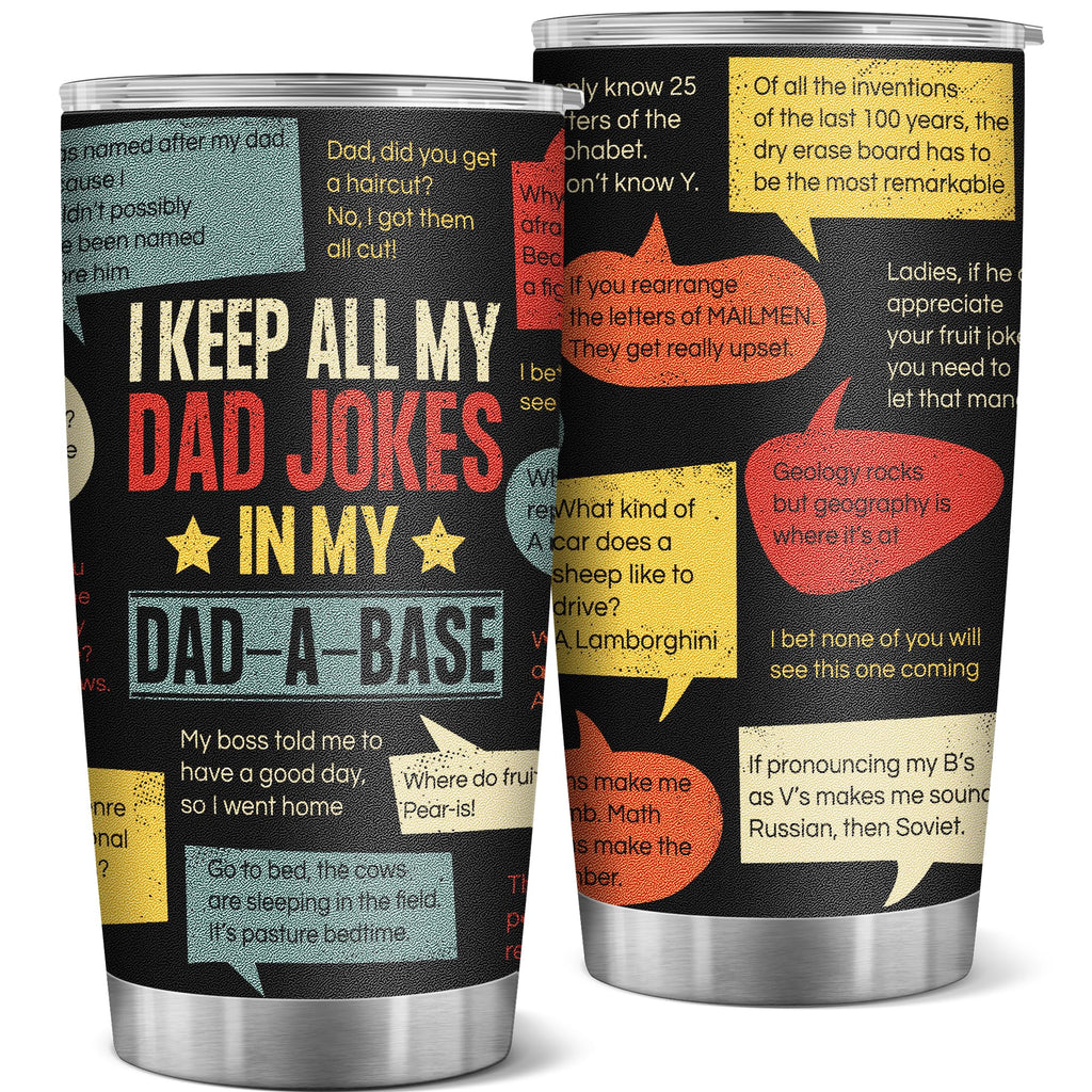 AGOT Dad Gifts for Dad from Children - Christmas Day Birthday Gifts for Dad from Daughter Son Funny Dad Jokes 20oz Tumbler Gift for Men Who Have Everything Bonus Dad